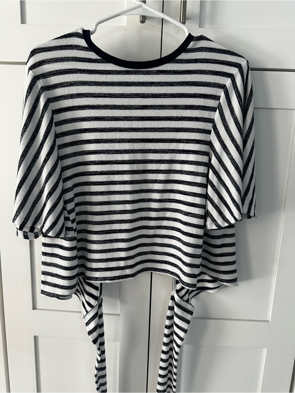 GAP Black & White Striped Tie-Back Crop Top
